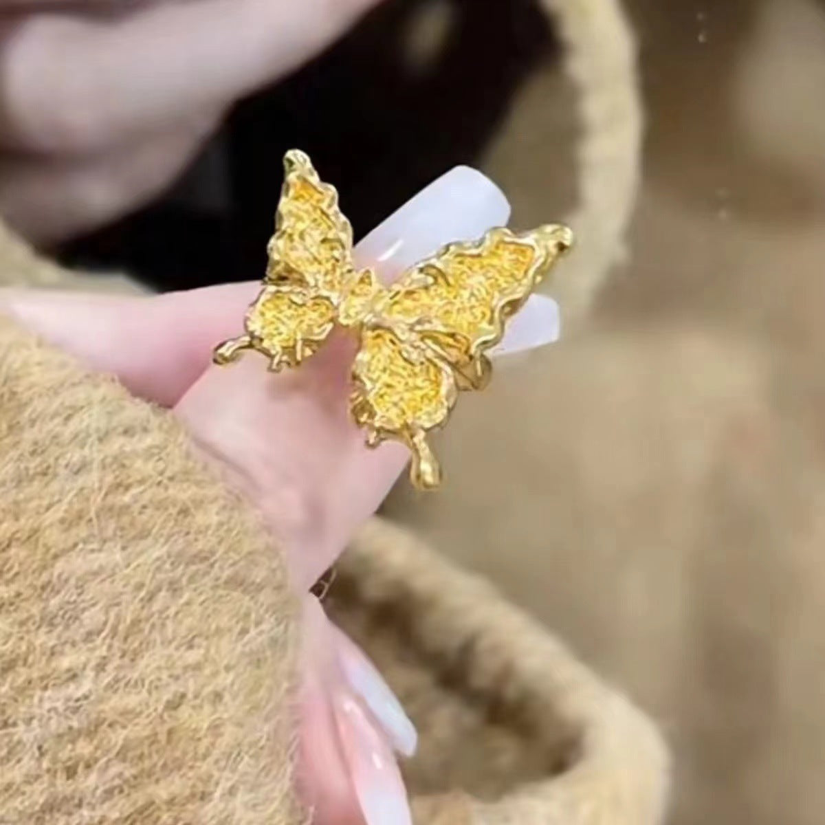 Wholesale  light green Butterfly Shining Opening Ring