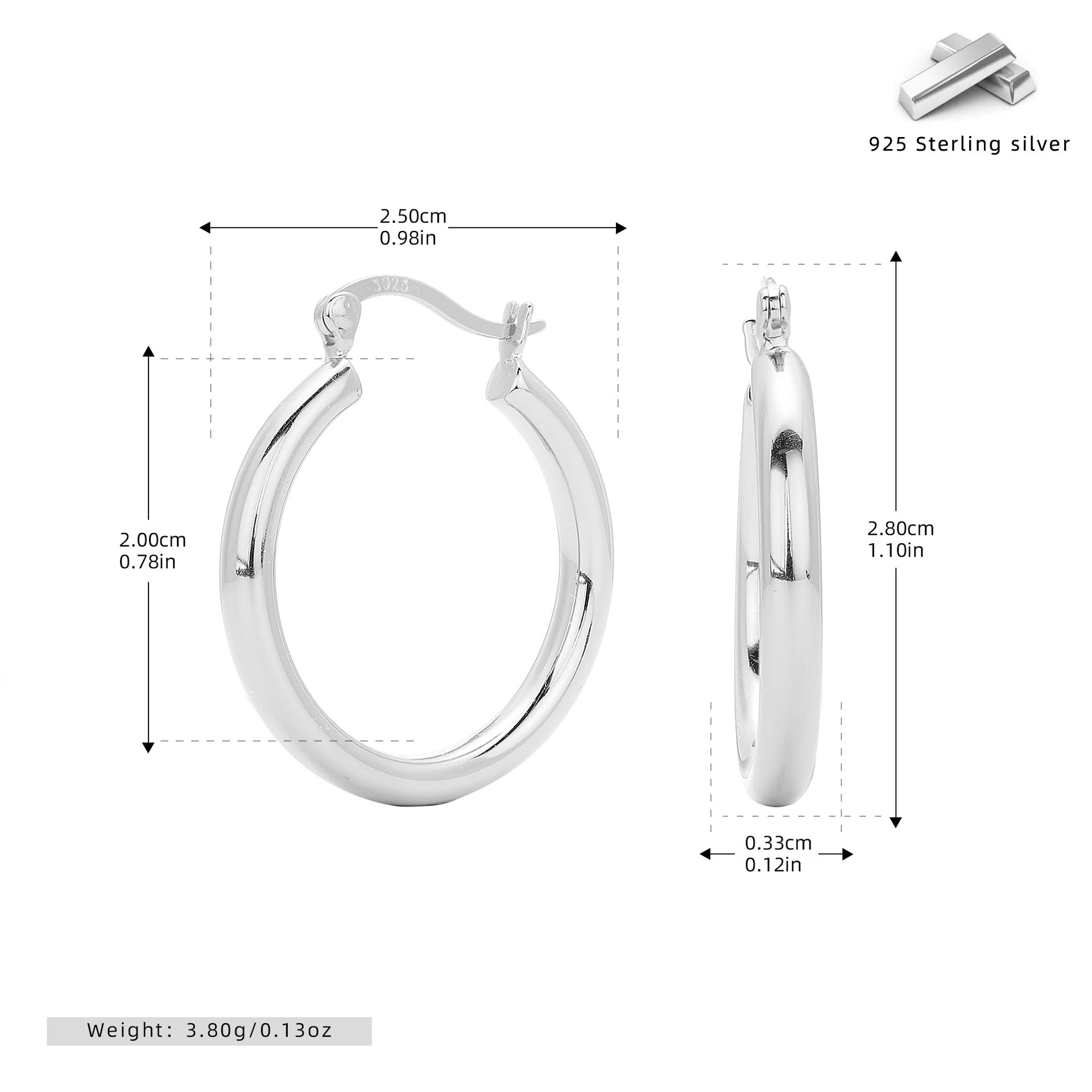 Wholesale S925 Sterling Silver Hollow Tube Ring Earrings