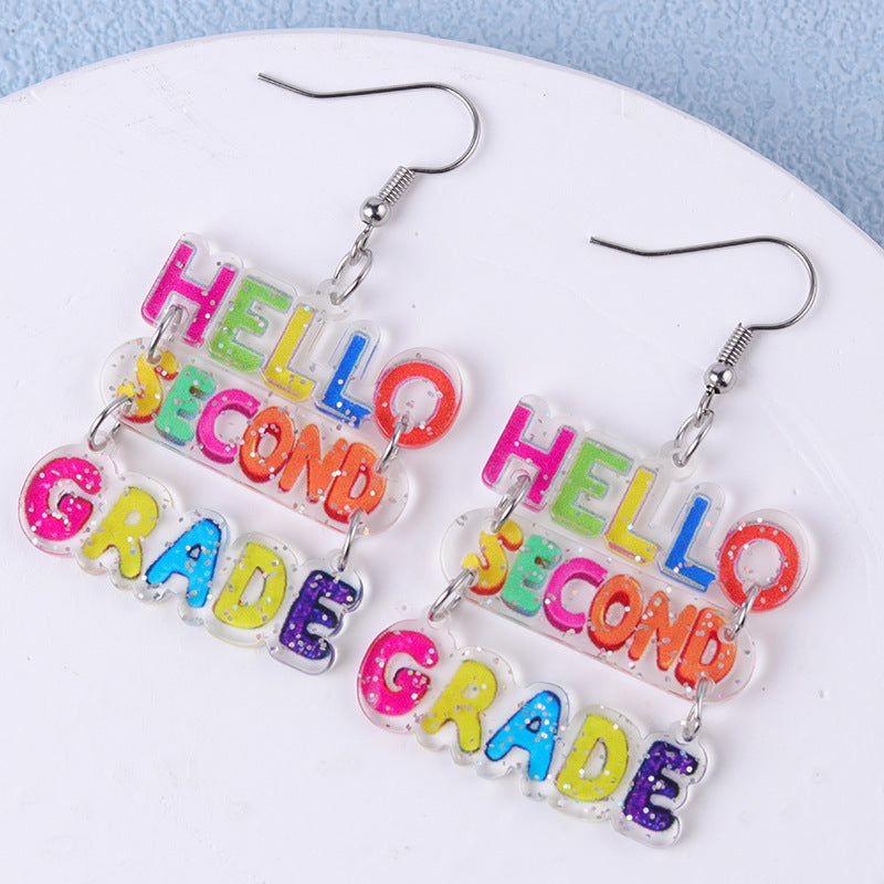 Wholesale  Teacher's Day Earrings Creative English Grade Acrylic Earrings