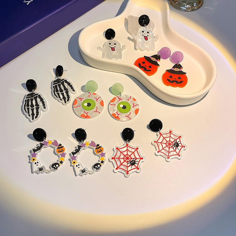 Wholesale  Ghost  Web Acrylic Earrings Cartoon Funny Earrings Fashion Accessory