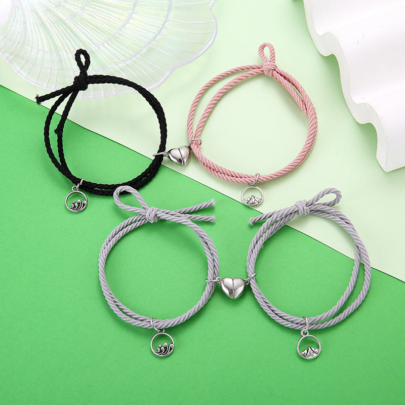 Wholesale  simple rubber band rope love oath key lock couple bracelet