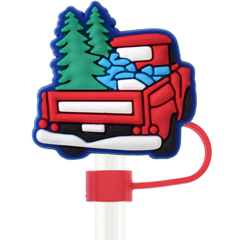 Wholesale Random 100pcs Christmas 10mm PVC Soft Straw Tube Cap ACC-SCR-RYY082