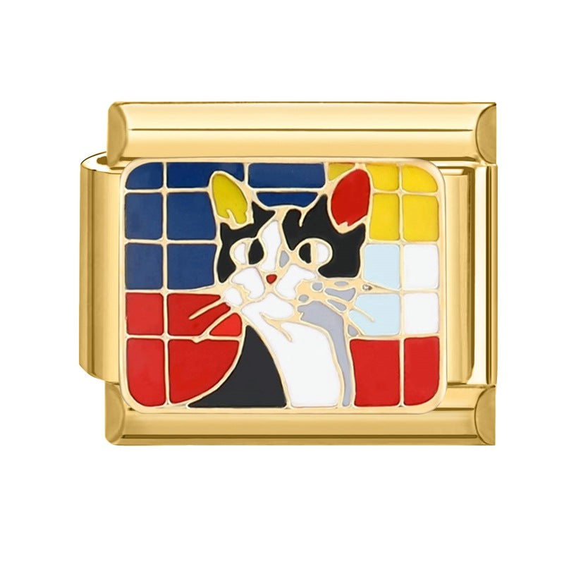 Pulsera de encanto italiano al por mayor de 9 mm empalmado lindo colgante creativo colgante de acero inoxidable brazalete compuesto por acero inoxidable