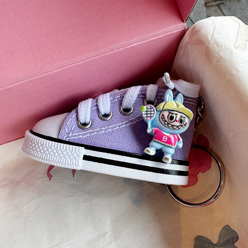 Wholesale cartoon rabbit color sneaker canvas shoes keychain