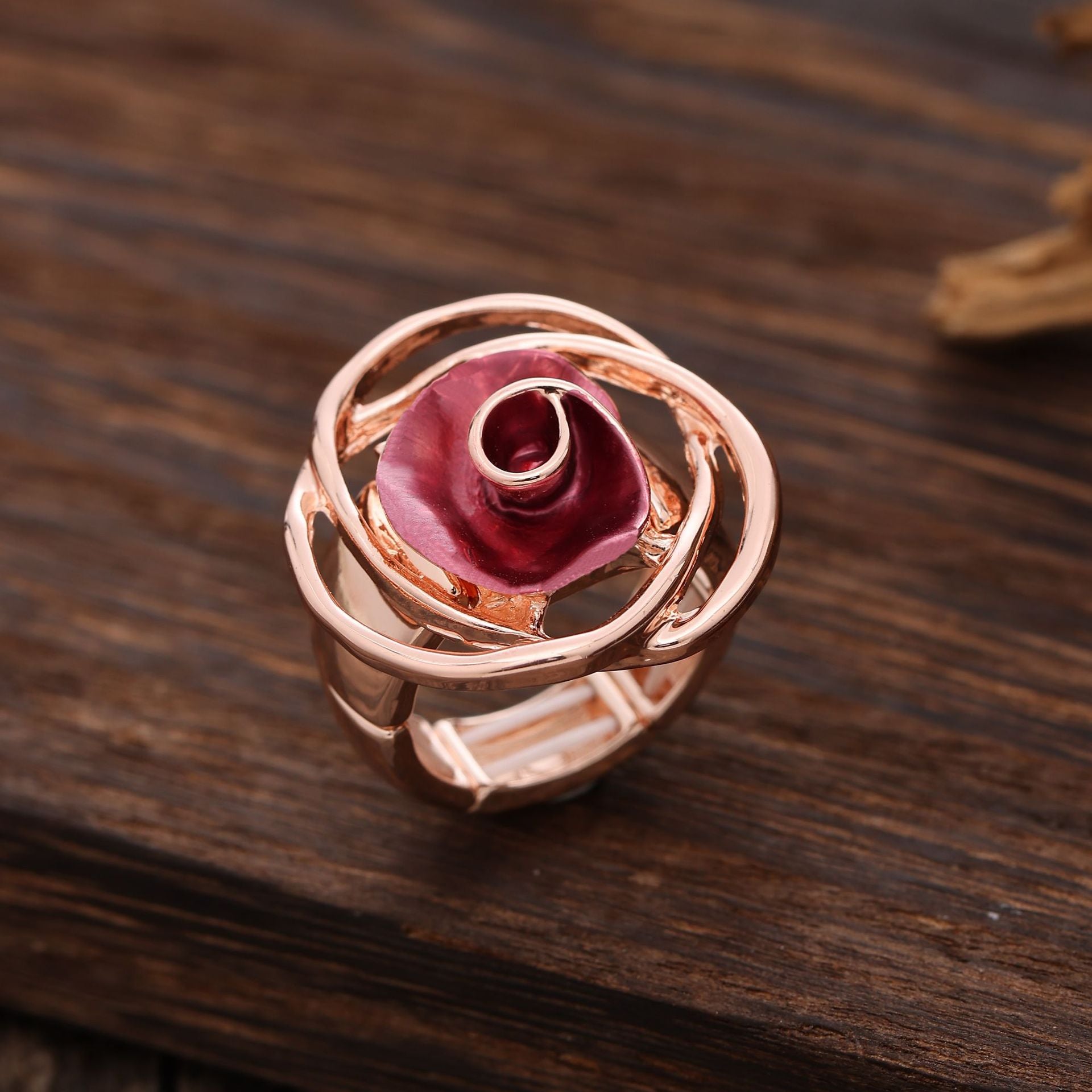 Wholesale Elastic Alloy Rose Flower Ring
