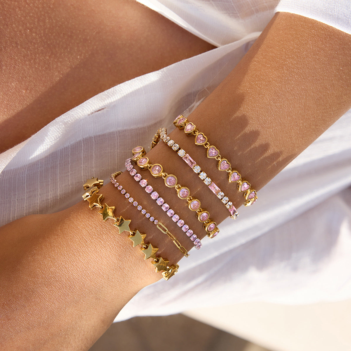 Wholesale 18K Gold Stainless Steel Glossy Five-Pointed Star Bracelet