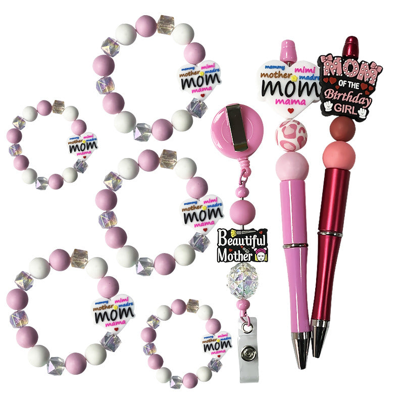Wholesale Random 10pcs Mother's Day PVC Soft Glue Focal Beads DIY Beaded Pen Accessories