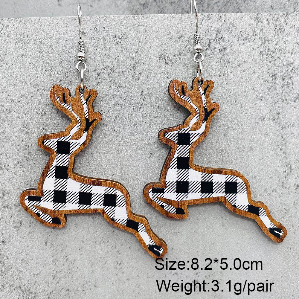 Wholesale Christmas Santa Claus Christmas Stocking Elk Wood Earrings ACC-ES-ChenY055