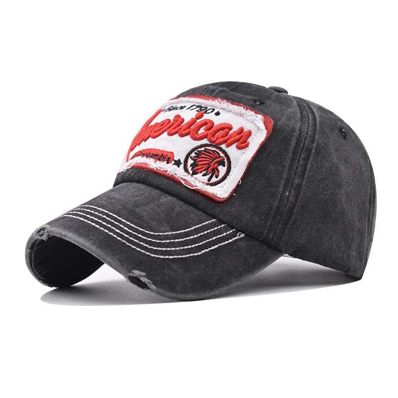 Wholesale Casual Cotton Baseball Cap With Washed America Flag Embroidery Adjustable Breathable Resale