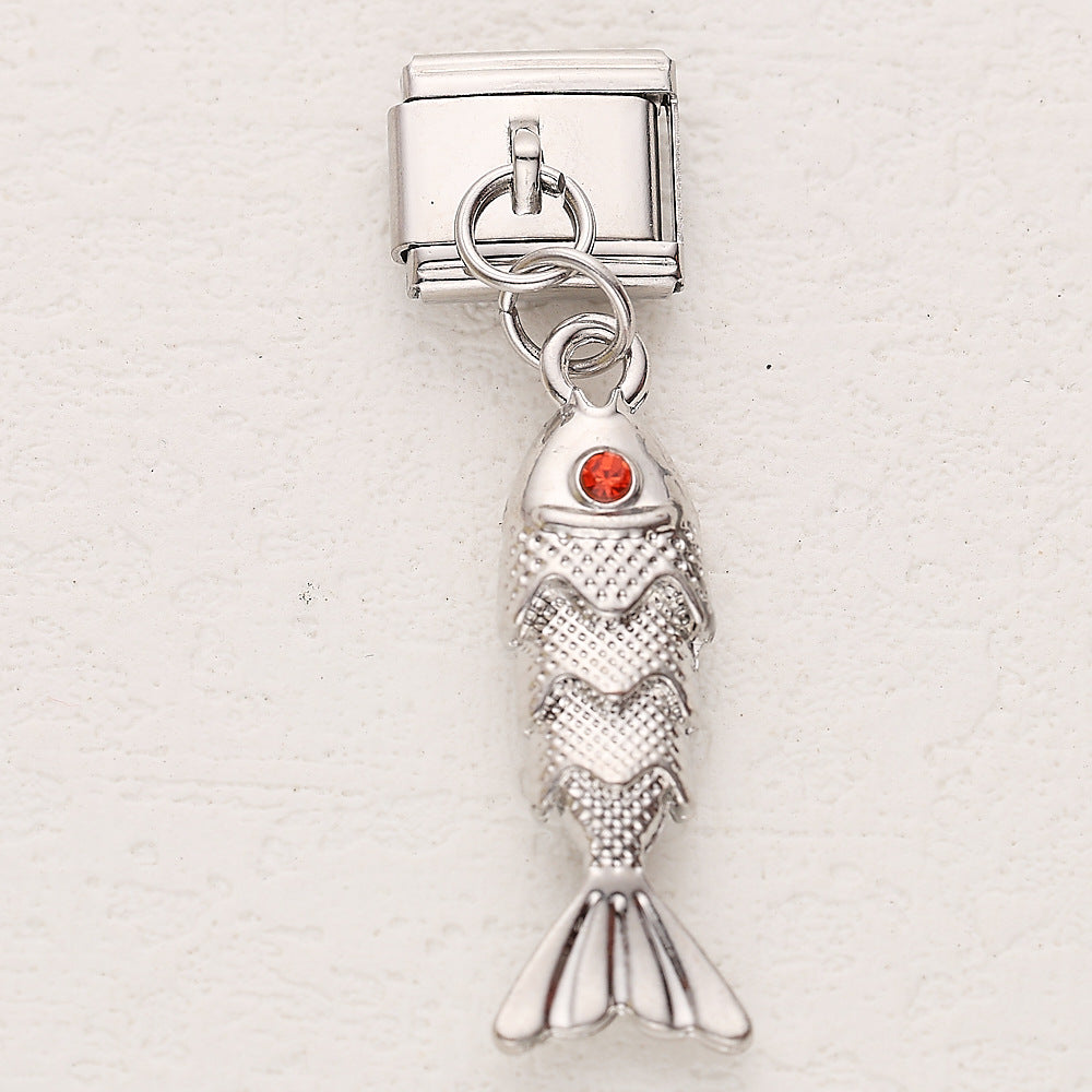 Wholesale 10pcs Italian Charm Bracelet 9mm DIY Splicing Marine Life Shell Stainless Steel Composable Bracelet