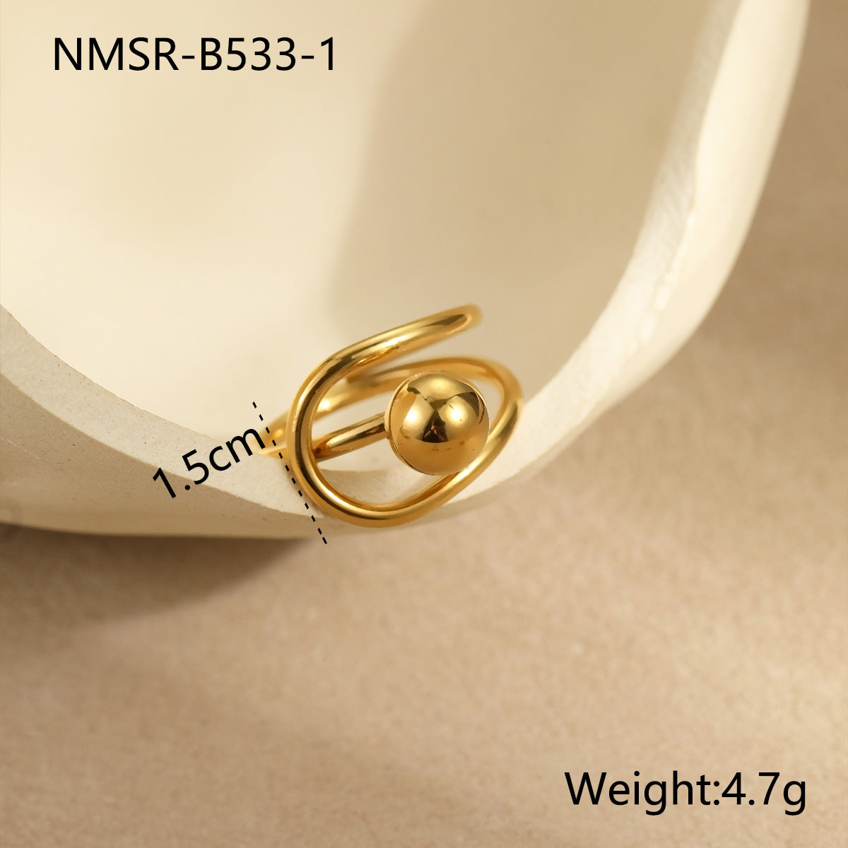 Wholesale  Metal Geometric Ball Stainless Steel  Ring
