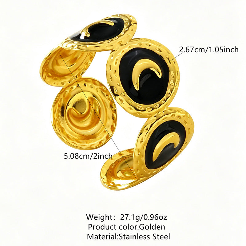 Wholesale Modern Moon Open Bangle Stainless Steel Enamel Bracelet Fashion Jewelry Accessory