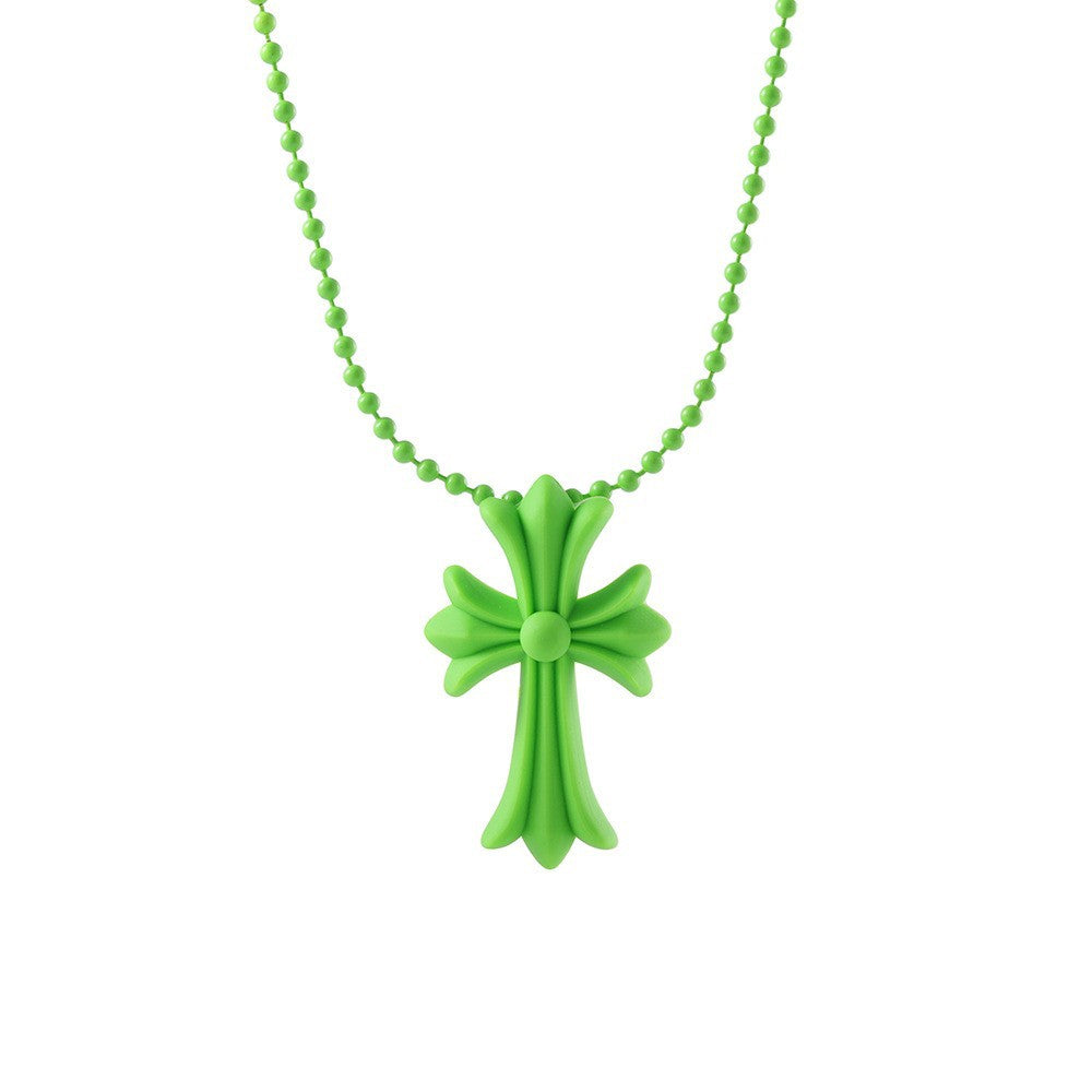 Wholesale  plastic colorful cross necklace