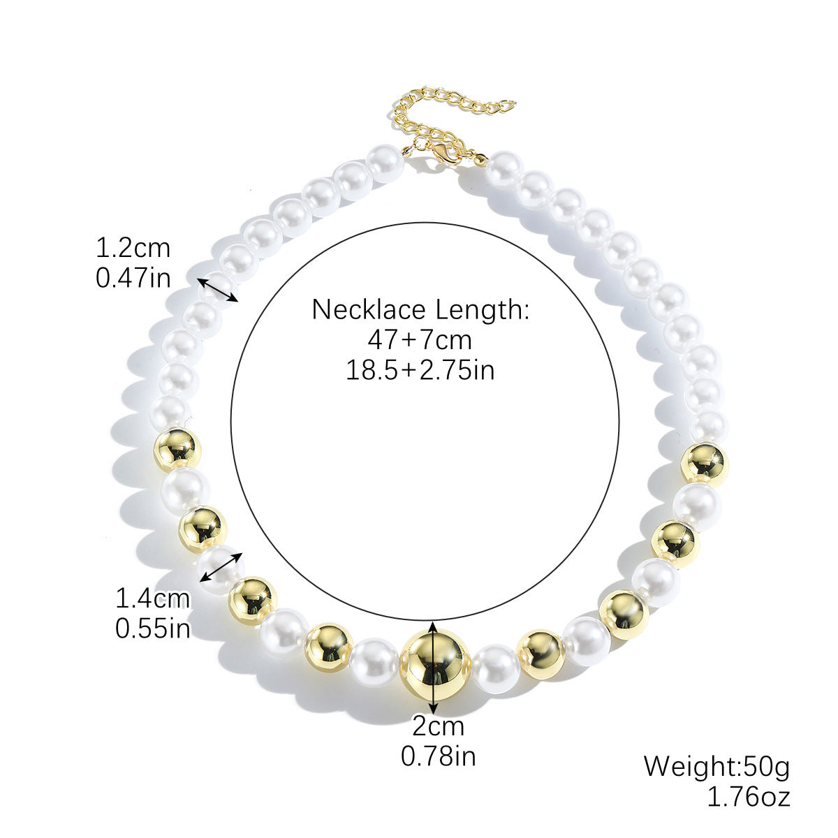 Wholesale Beaded necklace with detachable metal half-circle pendant