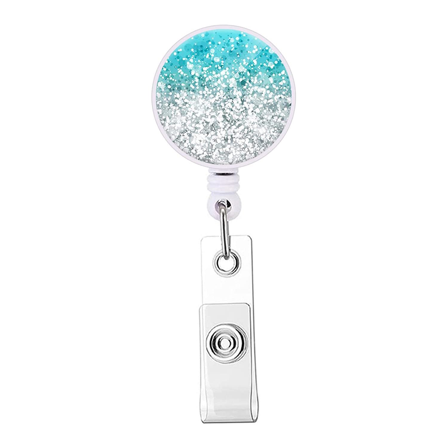 Wholesale Badge Reels Glitter Easy Pull Buckle Rotating ABS Retractable Keychains