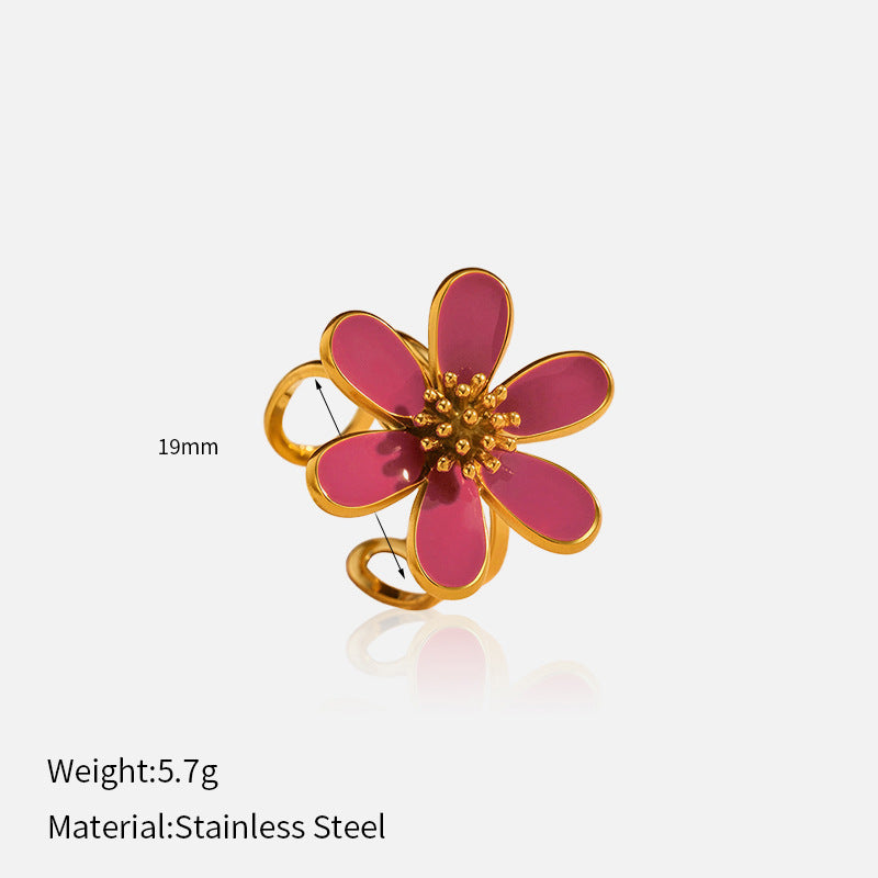 Wholesale  Stainless Steel Oil Dripping Flower Ring