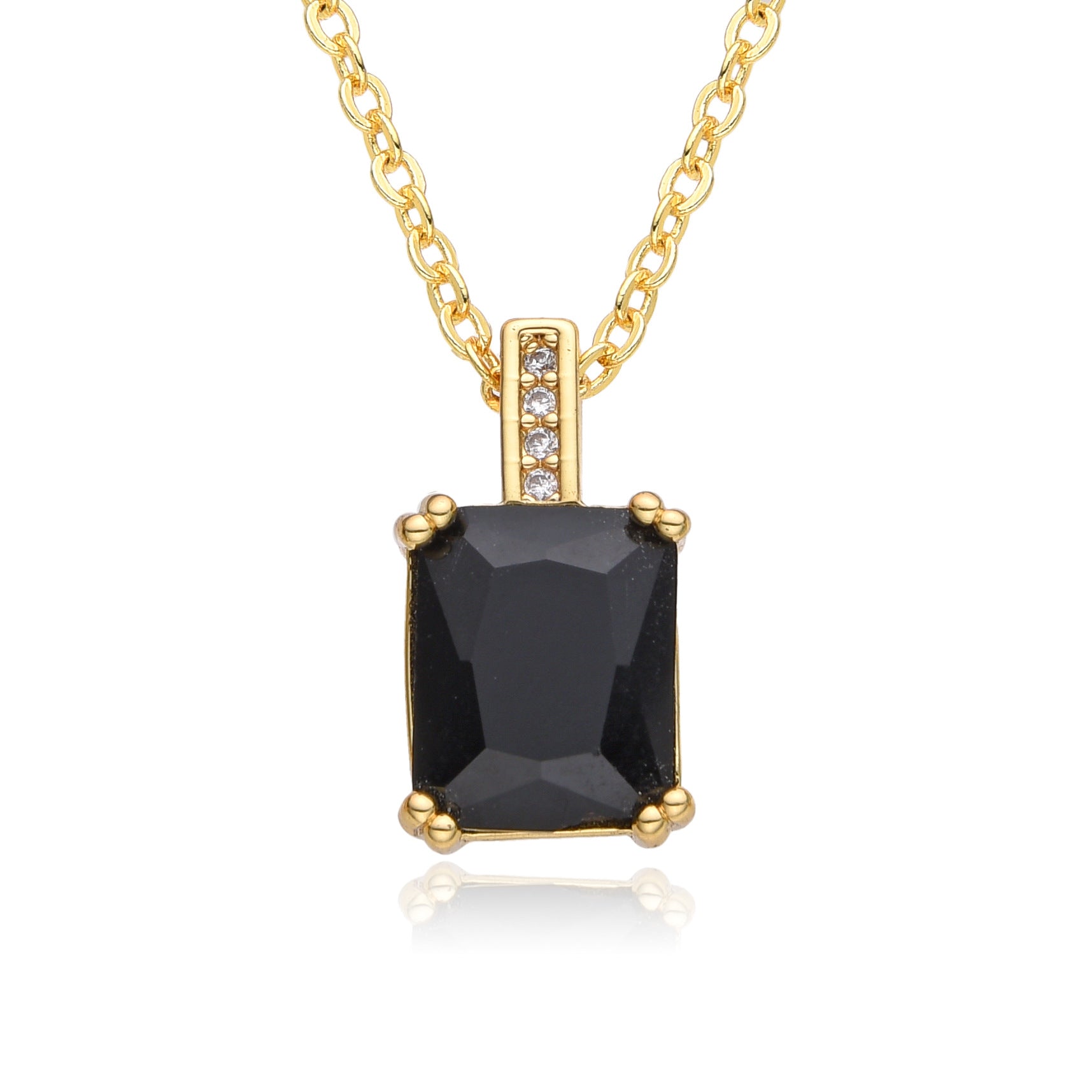 Wholesale Square zircon necklace  simple clavicle chain light luxury clavicle chain