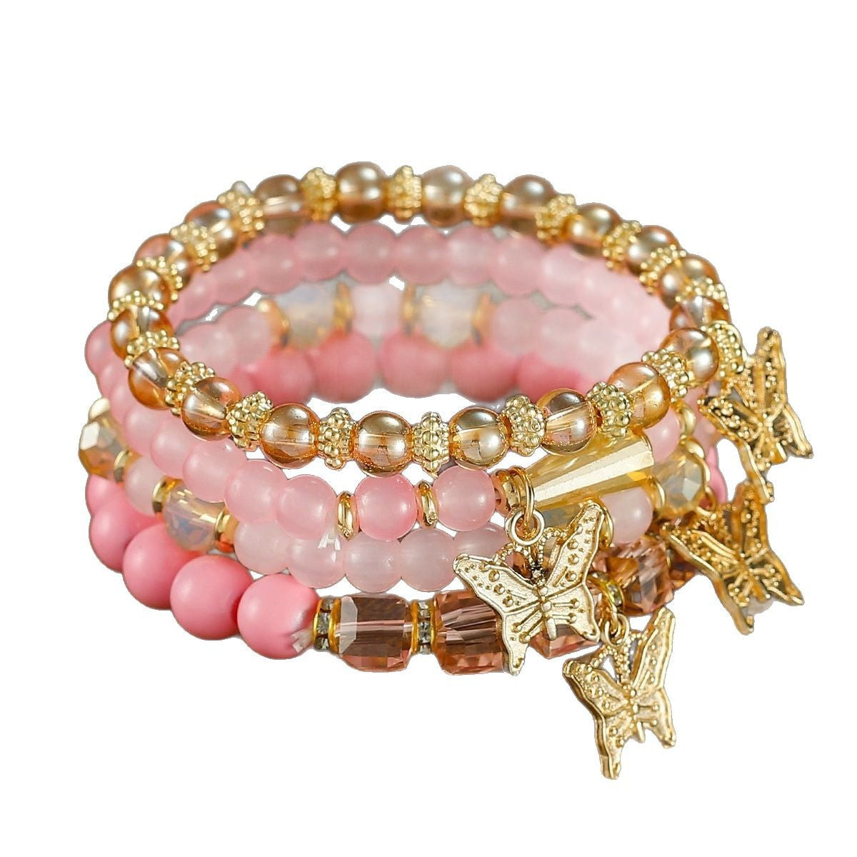 Wholesale Electroplated Alloy Bohemian Multi Layer Butterfly Crystal Beaded Bracelet Women S Boutique Jewelry Gift