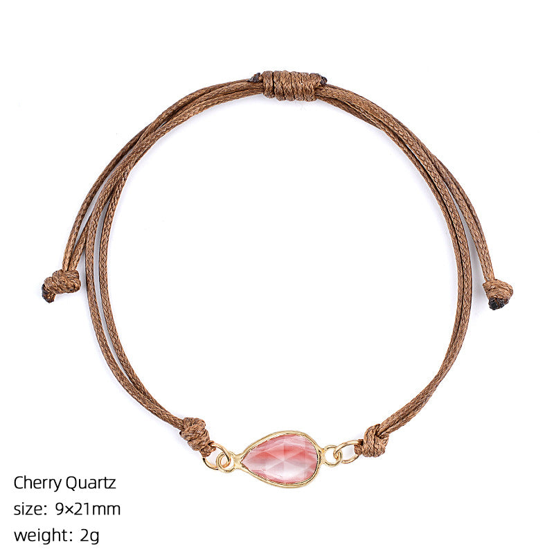 Wholesale Adjustable Woven Tiger Eye Stone Teardrop Bracelet Fashion Accessory Gift