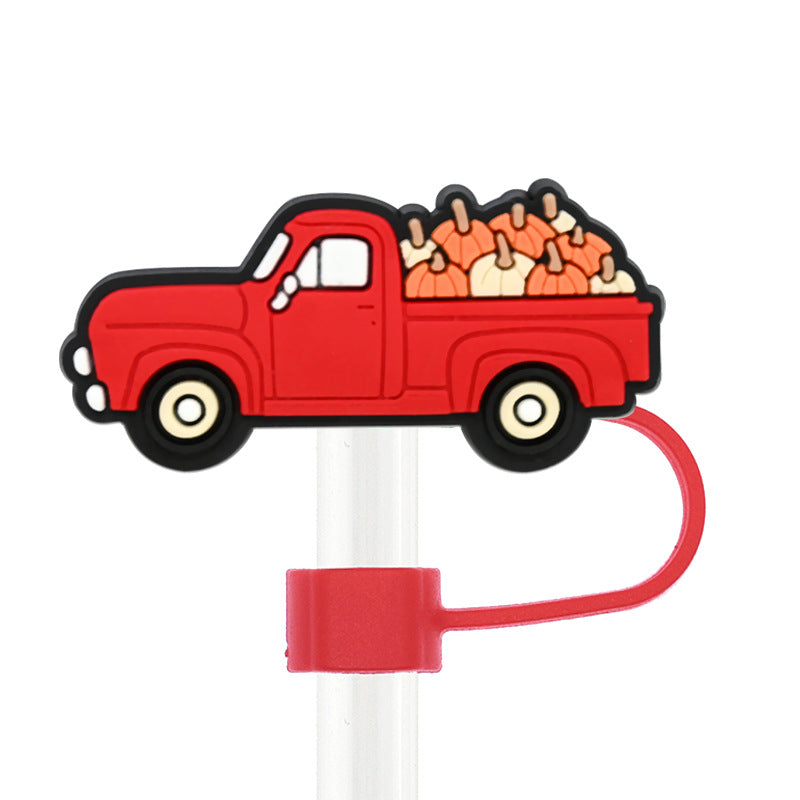 Wholesale Random 100pcs Thanksgiving 10mm PVC Soft Straw Tube Cap ACC-SCR-RYY103