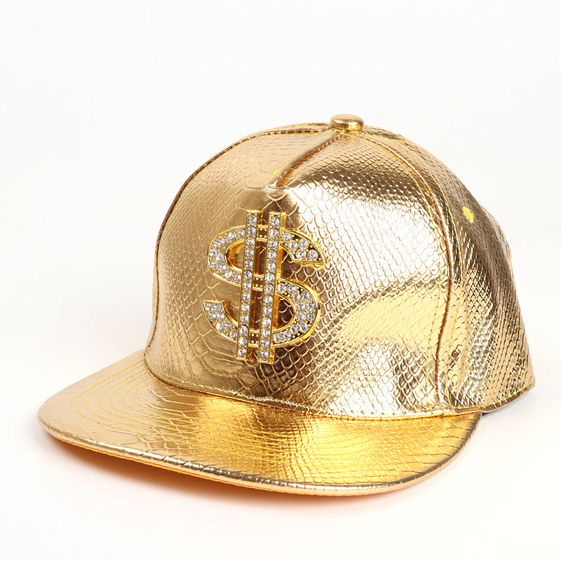 Wholesale Leather Hip Hop Brim Hat Dollar Sign Alligator Pattern Baseball Cap