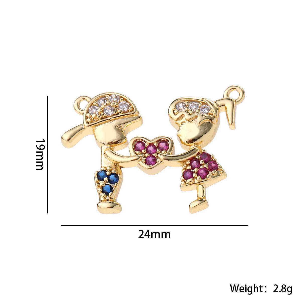 Wholesale Cute Love Heart Girl Pendant Gold Plated Brass Zircon Chic Necklace Accessory For Women