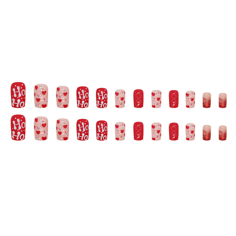 Wholesale 24 Pieces/box Red Christmas Love Nails Kits Nail Stickers ACC-NS-QiHeng007