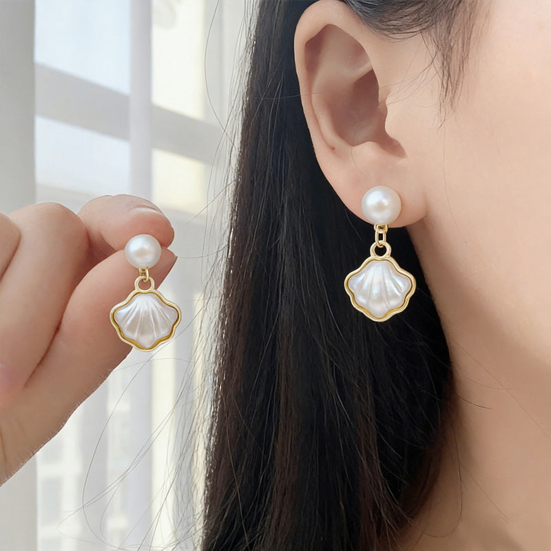Wholesale French Style Shell Design Earrings,  Trendy Alloy Jewelry Accessory for Women Everyday Wear