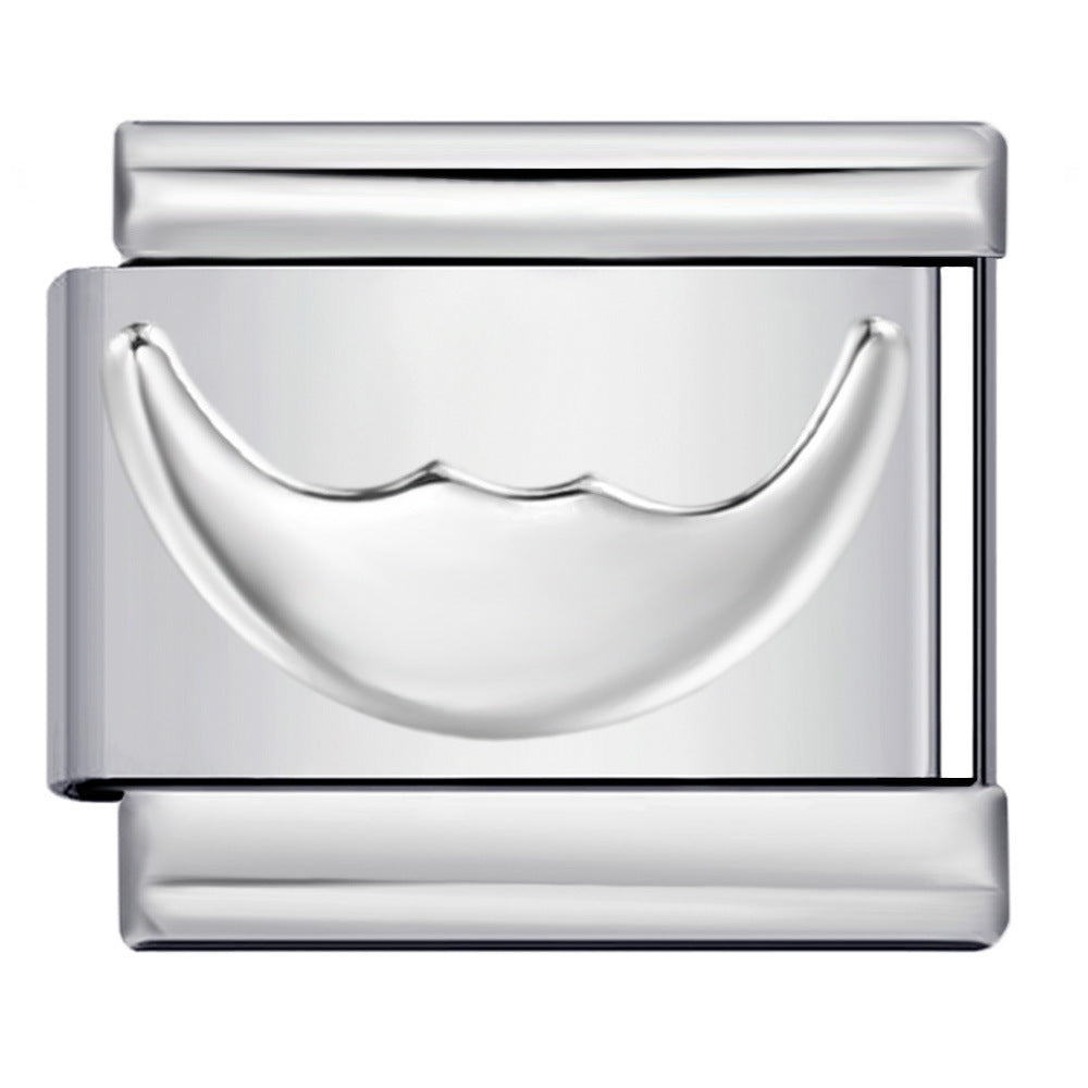 Wholesale  Italian modular  Convex silver stamped pattern DIY titanium steel bracelet