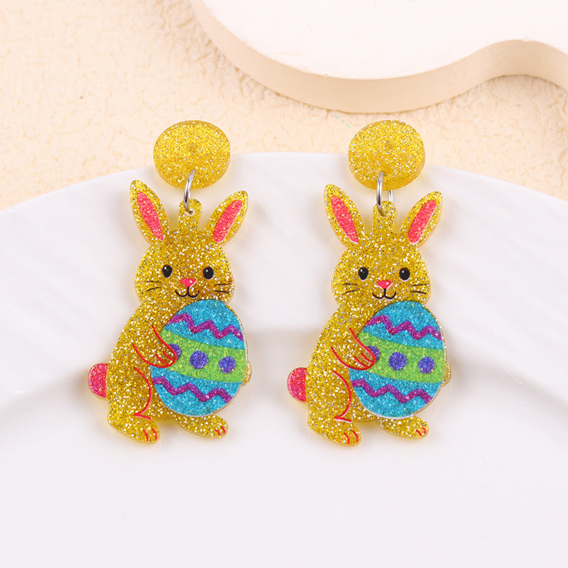 Wholesale 2PCS Acrylic Easter Bunny Egg Earrings
