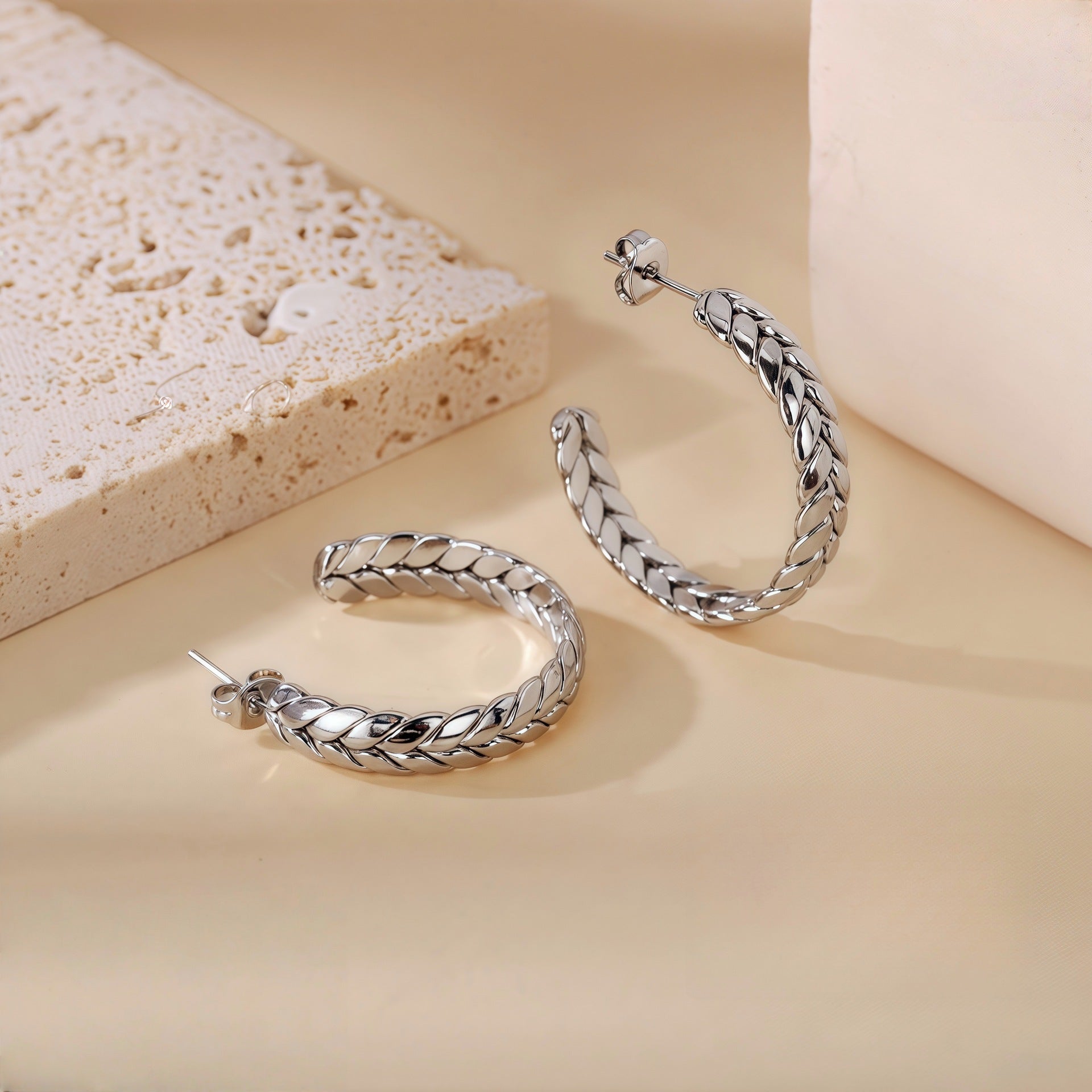 Wholesale Titanium Steel Wheat Ear Earrings