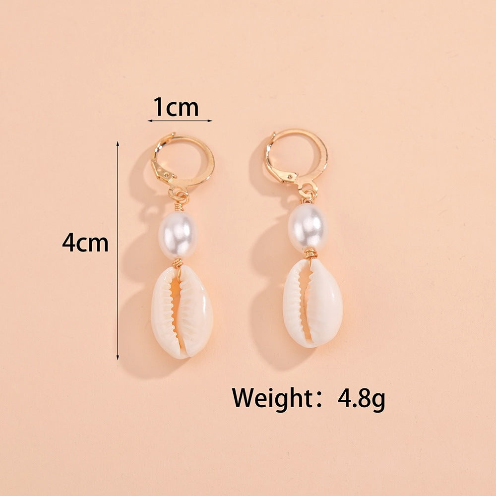 Wholesale Bohemian Shell Pearl Ladies Alloy Earrings