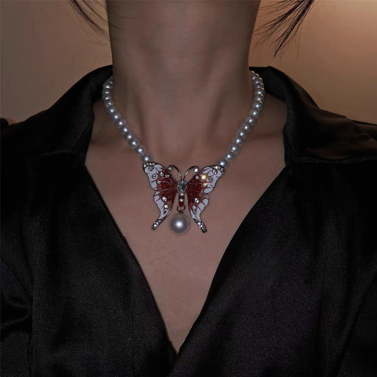 Wholesale Gothic Punk Butterfly Tassel Necklace Collarbone Chain Fashion Jewelry Boutique Resale