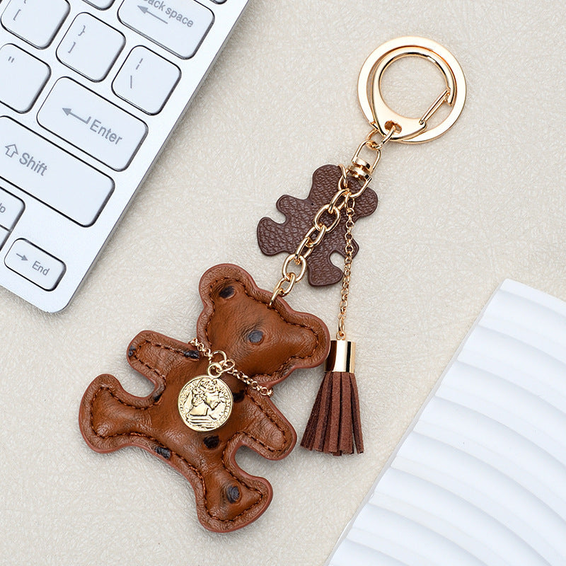 Wholesale Chic White Leather Bear Keychain - Decorative Bag Charm &  Car Key Accessory