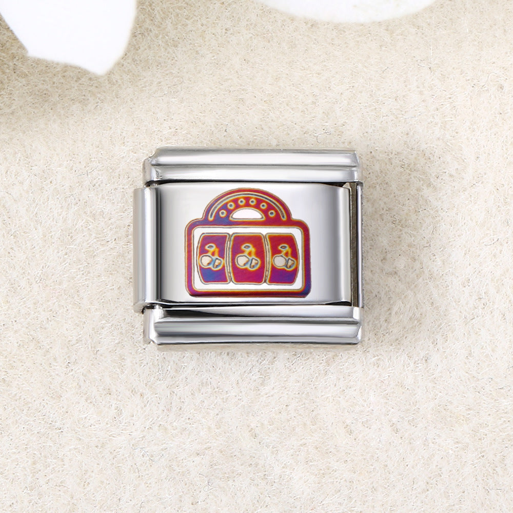 Wholesale  Italian Charm Bracelet 9mm DIY UV laser Creative Stainless Steel Composable Bracelet