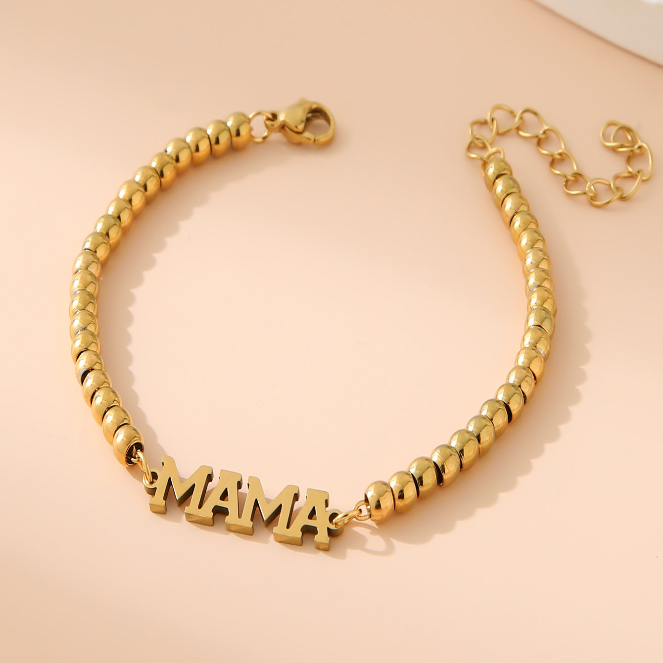 Wholesale  Stainless Steel Plated 18K Gold 4MM Beads  Mother's Day Bracelet