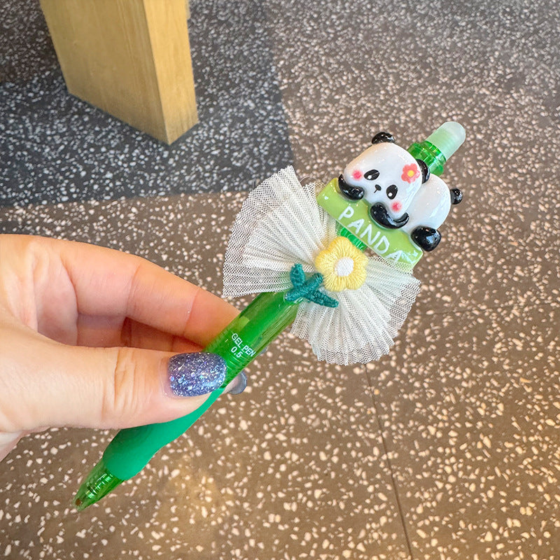 Wholesale  Creative Cute Panda Silk Bow Ballpoint Pen