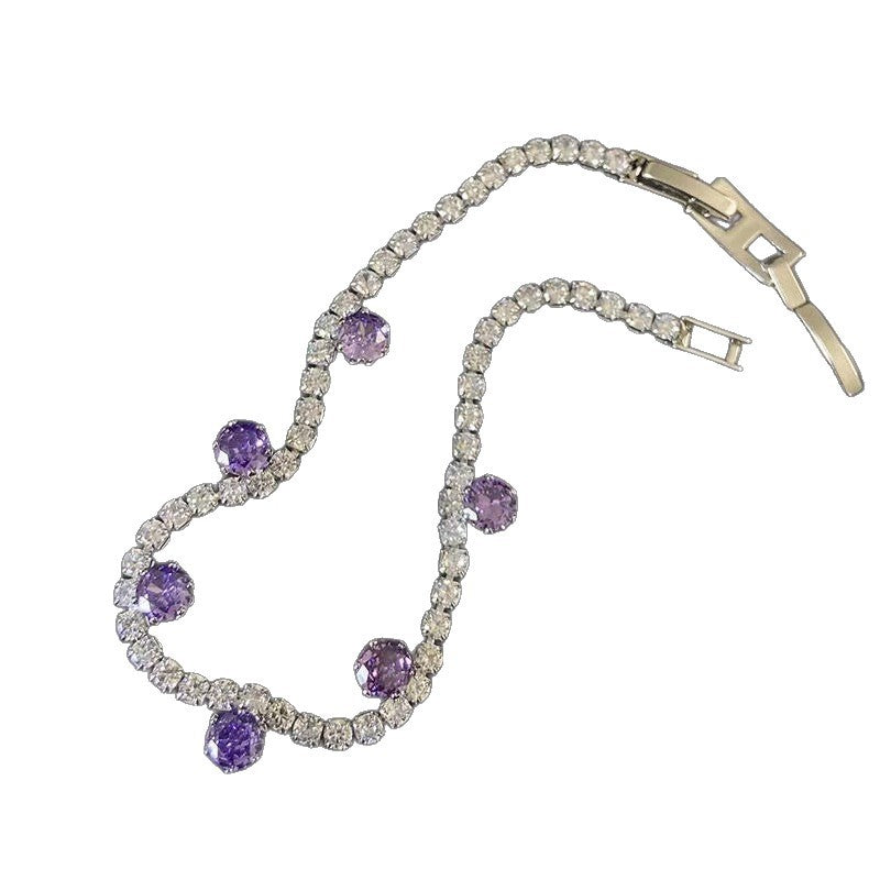 Wholesale Alloy Electroplated Grape Purple Irregular Diamond Bracelet Women' s Jewelry Accessory