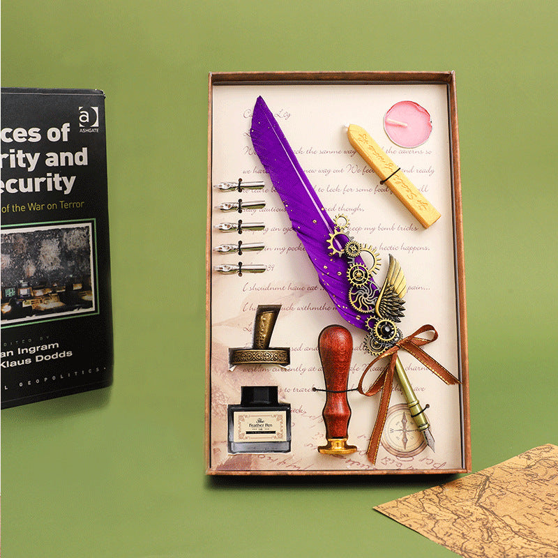 Wholesale retro feather pen suit  gift box