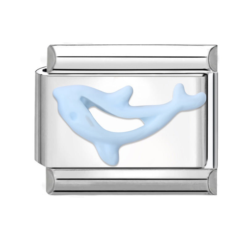 Wholesale Stainless Steel DIY Charm Bracelet with Heart and Dolphin Cartoon Fashion Jewelry Accessory