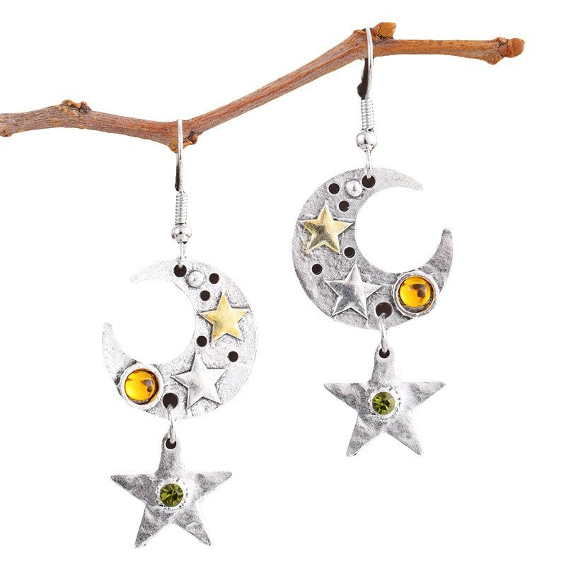 Wholesale Creative New Star Moon Pendant Earrings