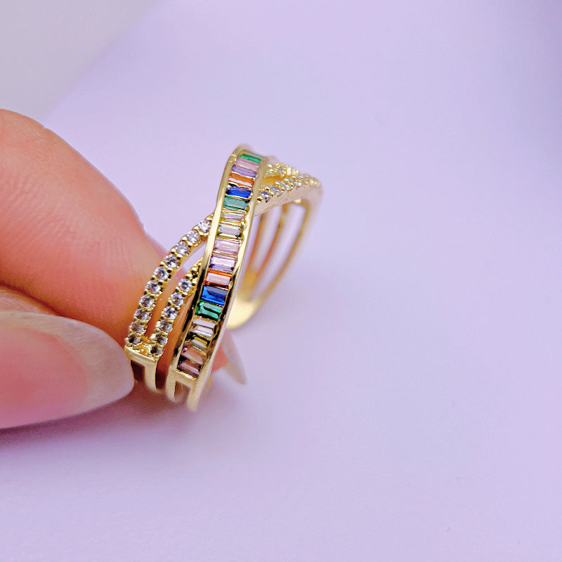 Wholesale Seven Colors Rainbow Zircon Rings ACC-RS-YXY022