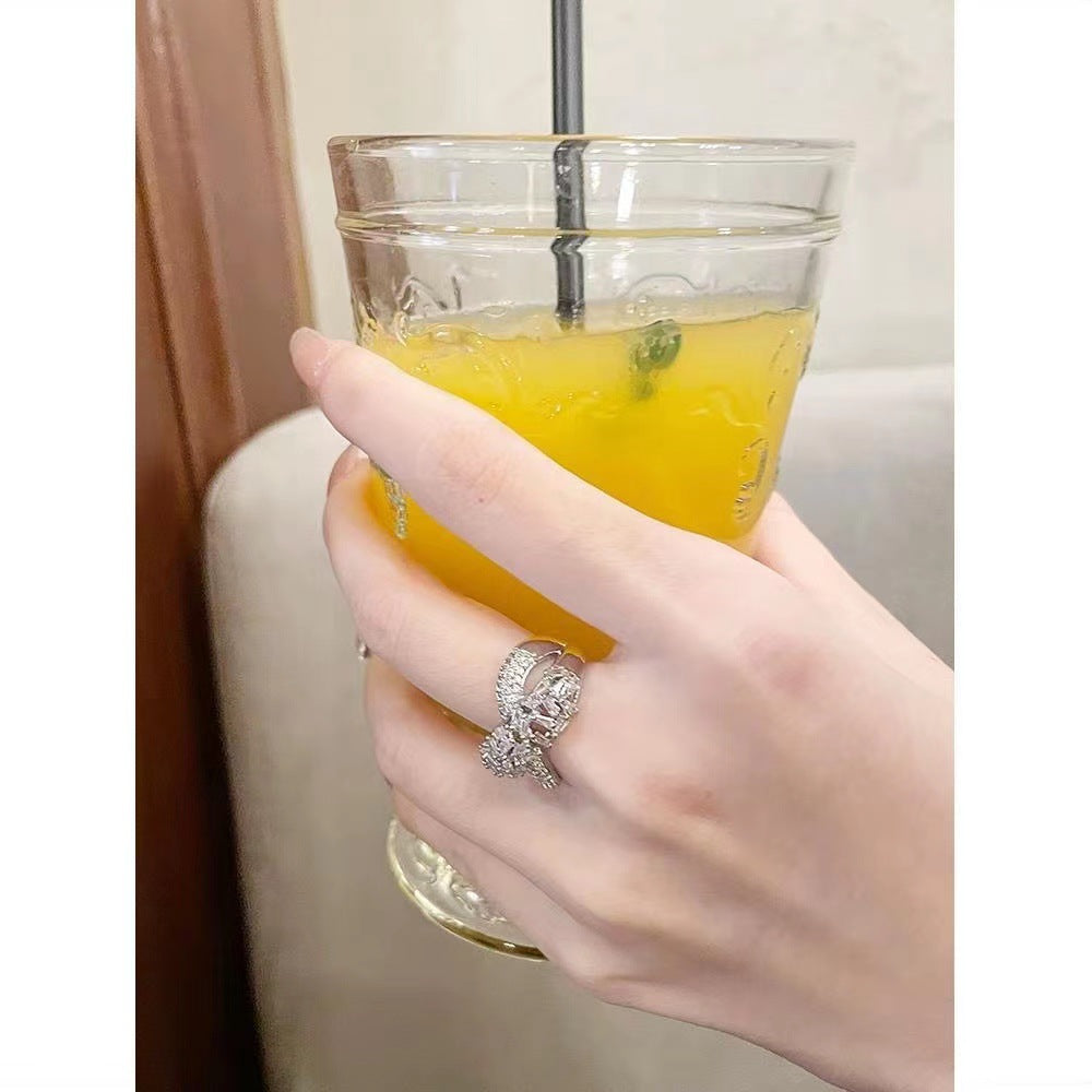 Wholesale Full Diamond Zircon Diamond Cross  Light Luxury Ring