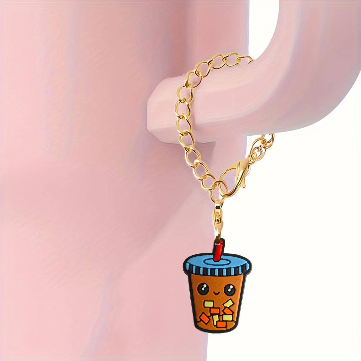 Wholesale Cartoon Milk Tea Cup Soft Rubber Hanging Chain Cup Accessories Chain ACC-CA-XieJi010