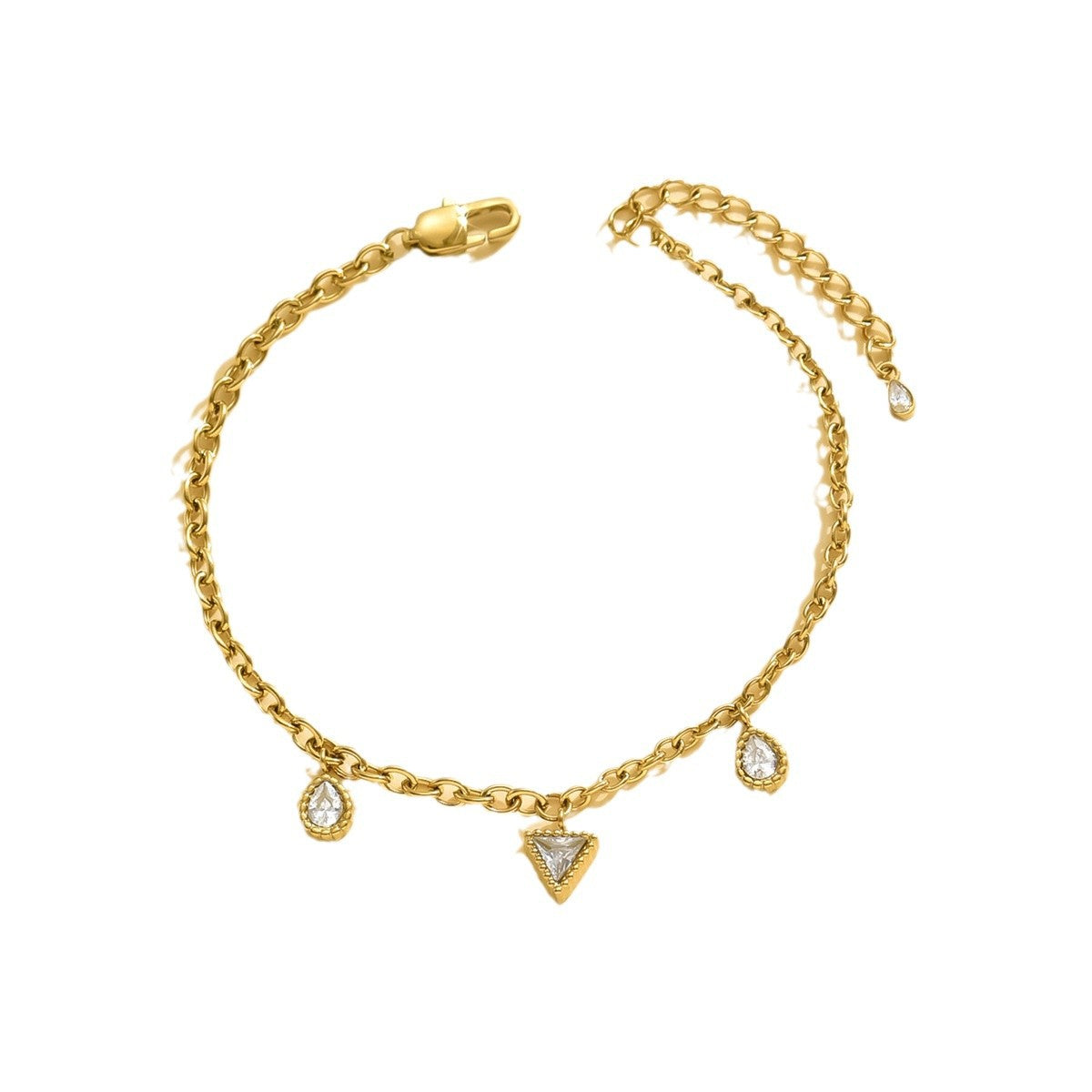 Wholesale 2PCS Titanium steel diamond-encrusted moon bracelet