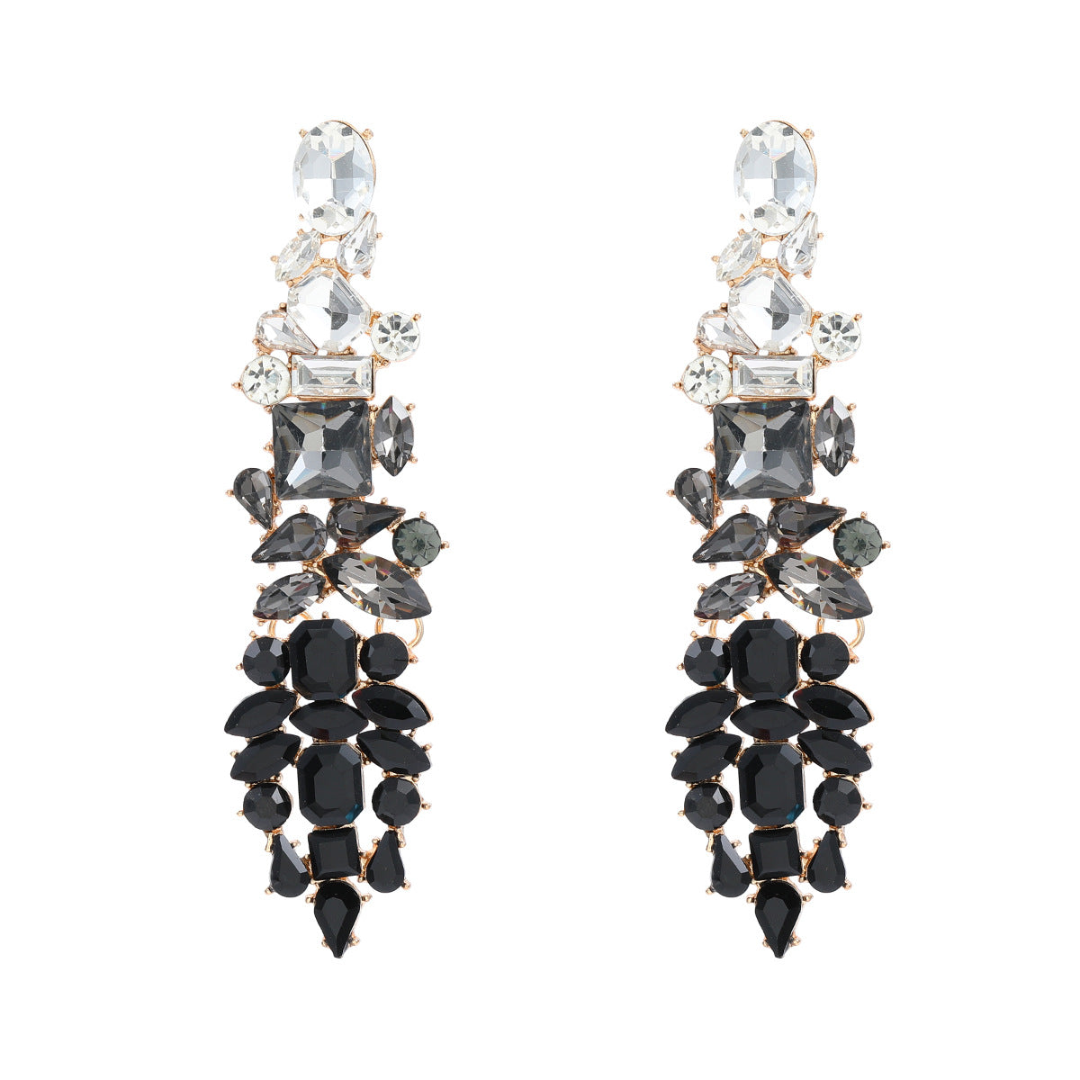 Wholesale Rhinestone Colored Gemstone Tassel Long Banquet Alloy Earrings ACC-ES-JL026