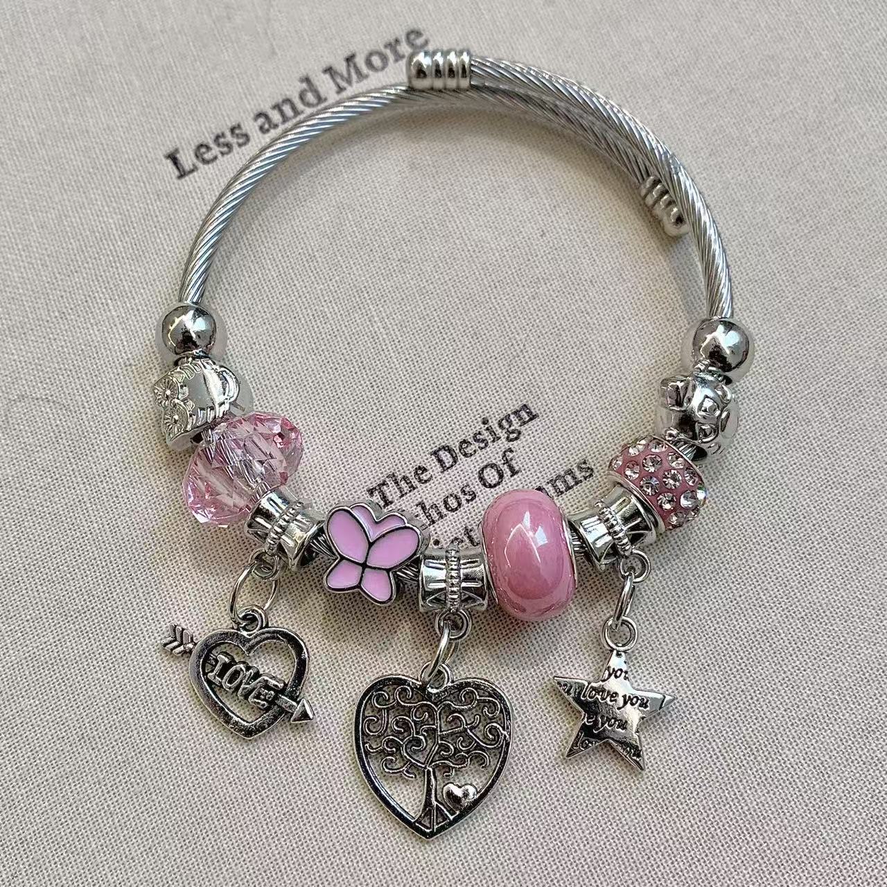 Wholesale DIY Beaded Multi-Element Stainless Steel Rhinestone  Bracelet