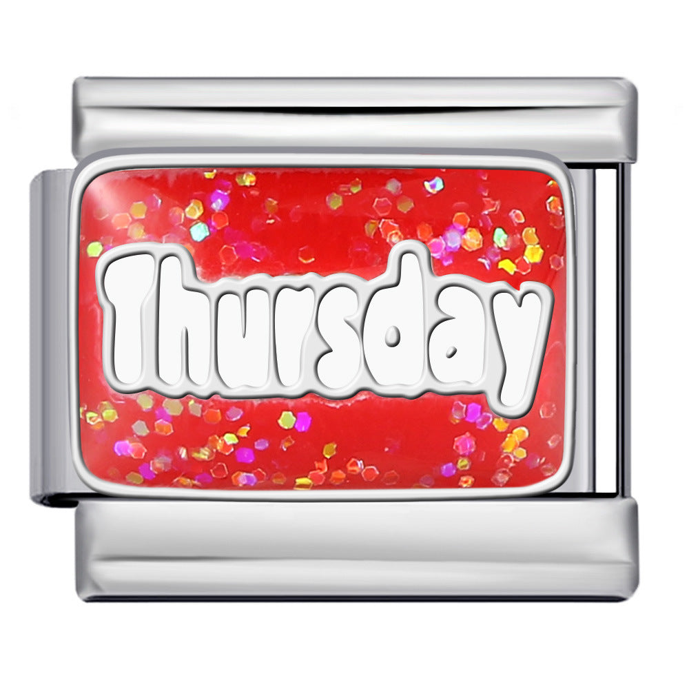 Bracciale italiano all'ingrosso Modular Glitter con giorni della settimana in acciaio al titanio