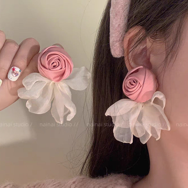 Wholesale Rose Flower Alloy Earrings