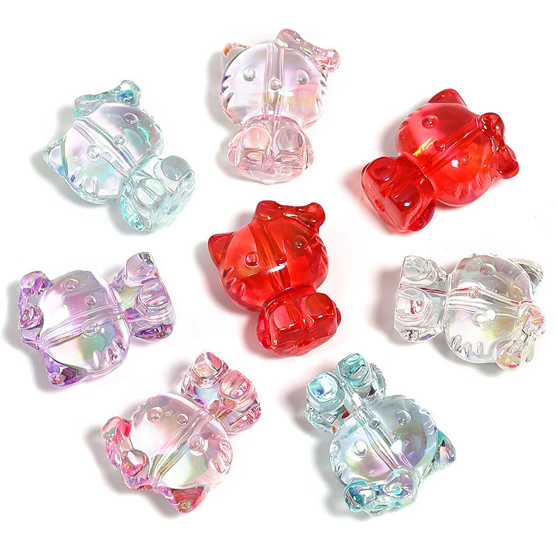 Wholesale 3D Bow Kitten Vertical Hole Acrylic Beads DIY Bead Accessories ACC-BDS-BLG062